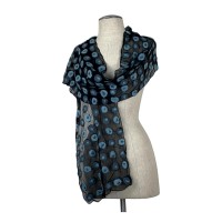 Gray and Baby Blue on Black Scarf 